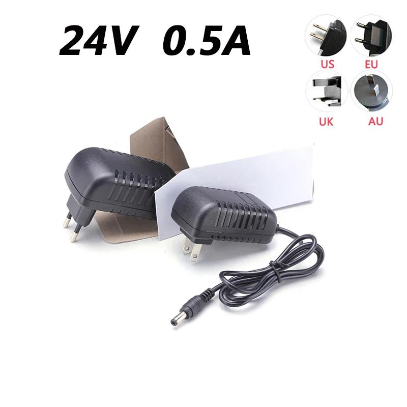 AC 100V-240V  , DC L ǽ, 24V 0.5A 500mA   ġ, EU ÷, DC 5.5x2.5mm, 24V 500mA, 1 